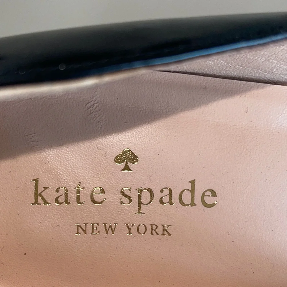 Kate Spade Milan Black Patent Chevron Block Heels Size‎ 9.5